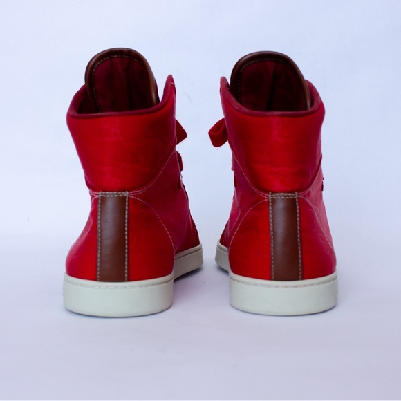 Men's Gucci Nylon High Red Brown Sz 9 G Fashion Shoe 283484 - Picture 15 of 16